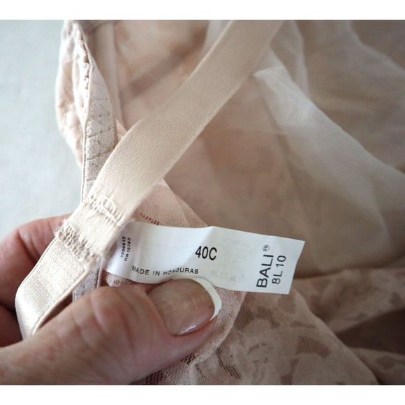 Bali Shapewear Sz 40C Rose Firm Control Lace ‘n Smooth Built-In Bra Body Briefer - Picture 6 of 6